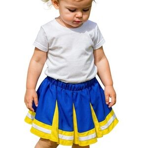 Girls‎ Cheerleading 2T Skort Skirt Blue Yellow Built-In Shorts Dance Costume